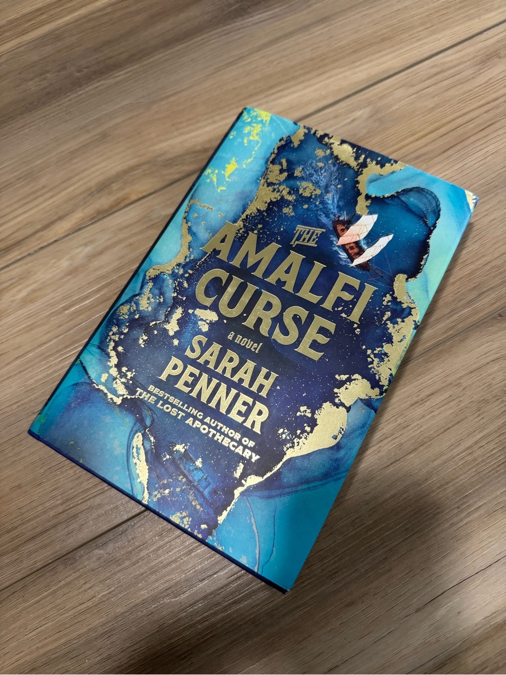 The Amalfi Curse by Sarah Penner - Teal & Gold Hardcover